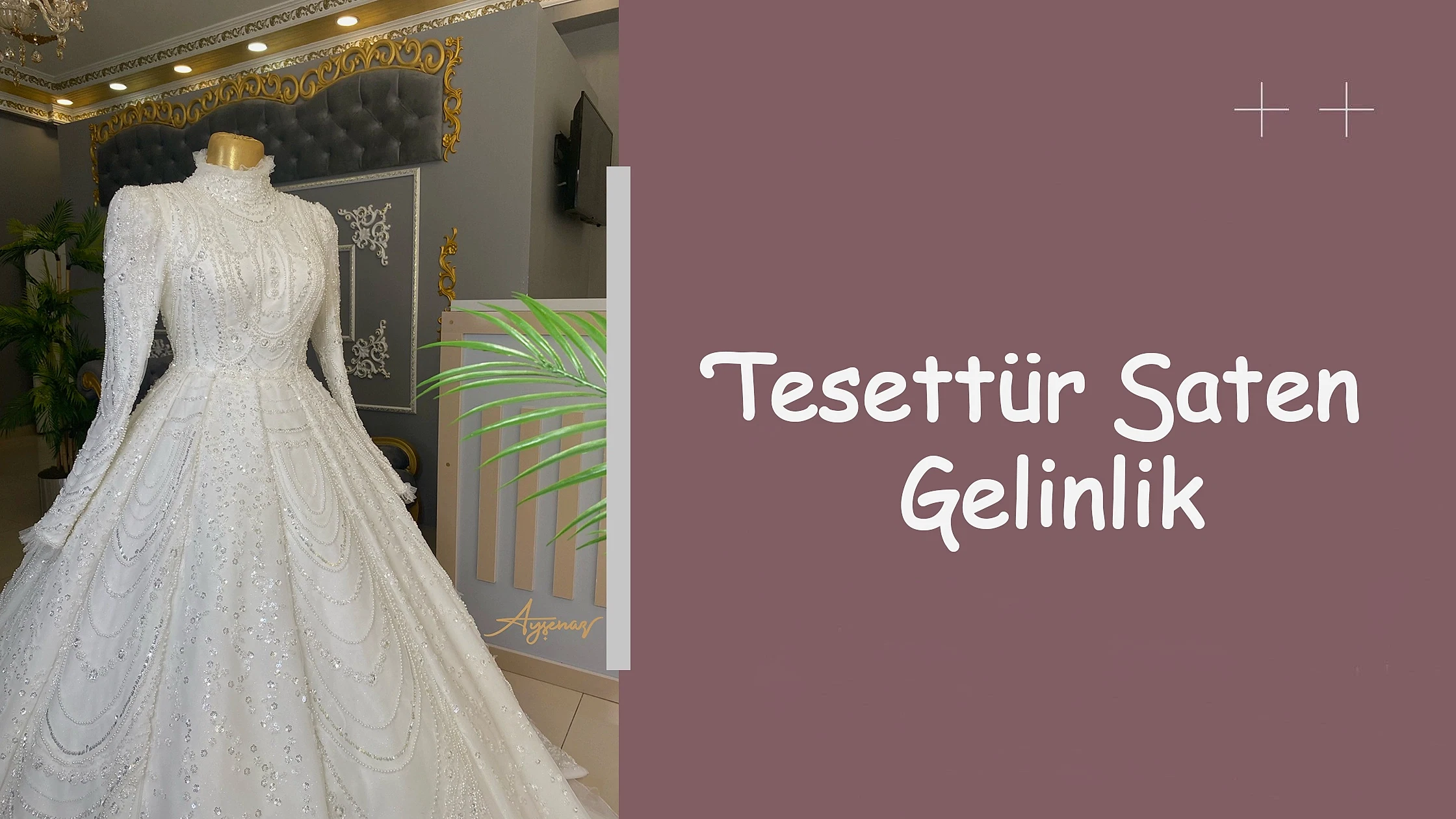 Tesettür Saten Gelinlik