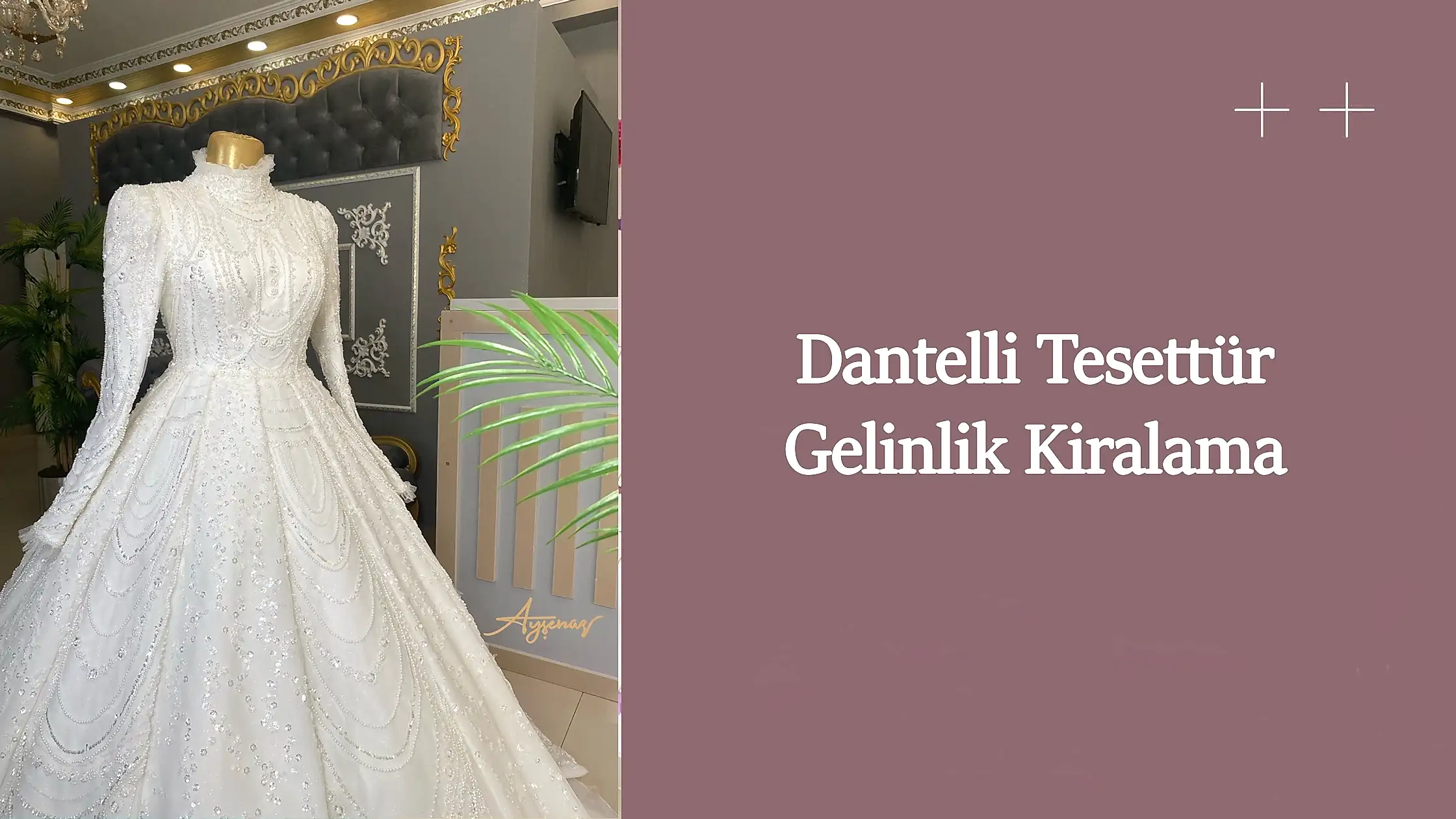 Dantelli tesettür gelinlik kiralama